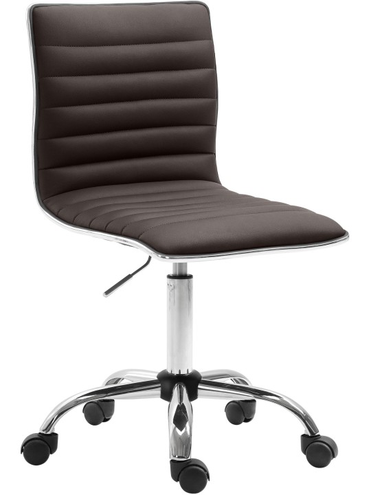 Banqueta de trabalho Alamosa em couro sintético, castanho