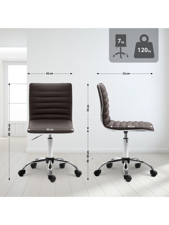 Banqueta de trabalho Alamosa em couro sintético, castanho