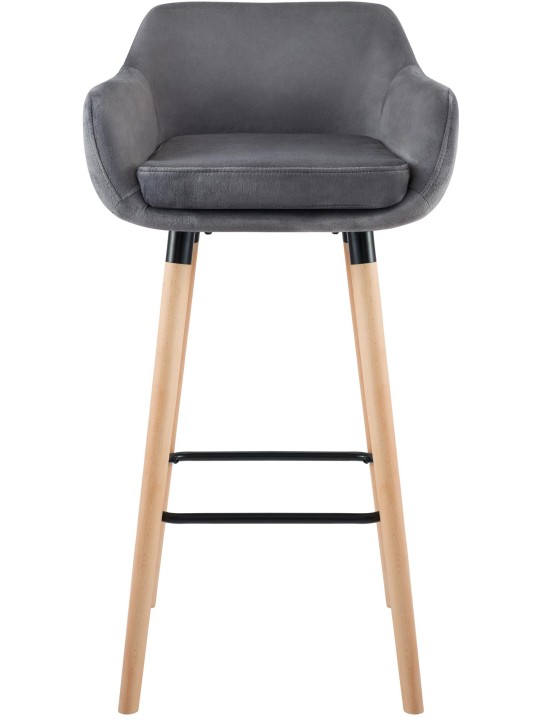 Conjunto de 2 bancos altos Grant veludo, cinza