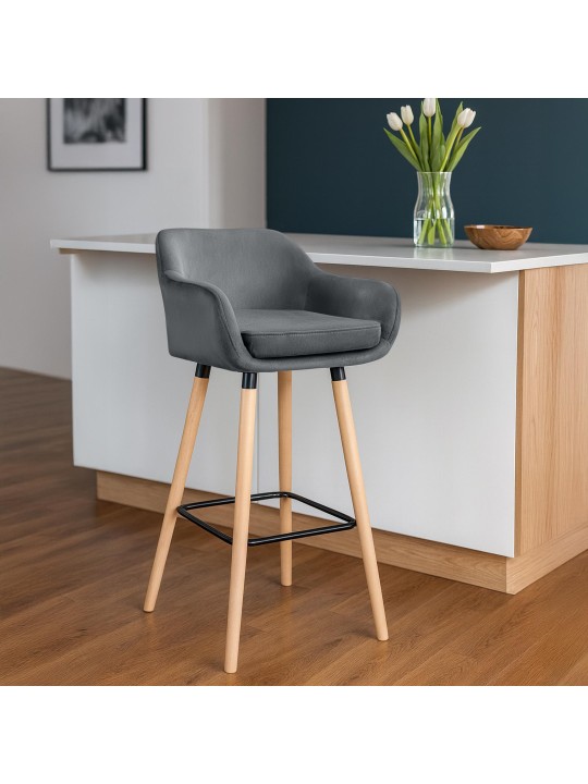 Conjunto de 2 bancos altos Grant veludo, cinza