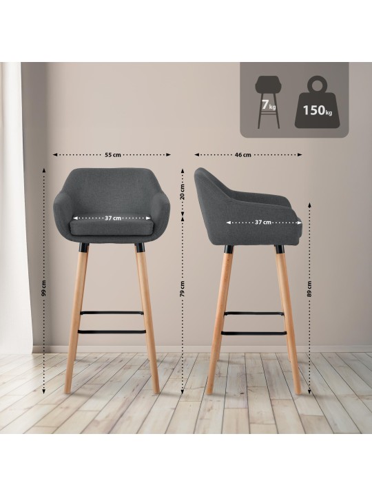 Banco alto tecido Grant, cinza escuro