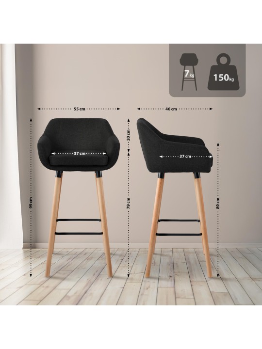 Banco alto tecido Grant, preto Banco alto tecido Grant, preto