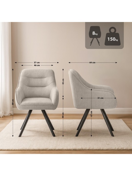 Cadeira Pettuli em tecido, creme