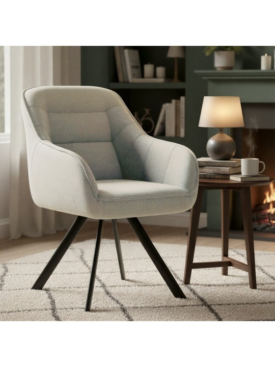 Cadeira Pettuli em tecido, creme