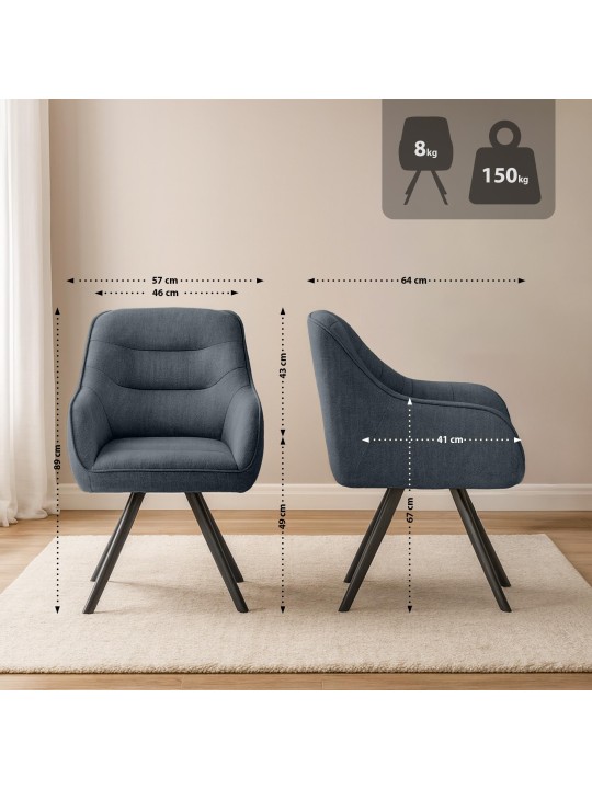 Cadeira Pettuli em tecido, cinza escuro