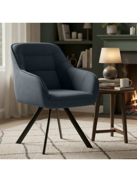 Cadeira Pettuli em tecido, cinza escuro