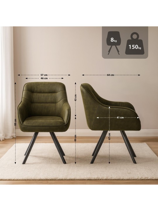 Cadeira vintage Pettuli, verde antigo