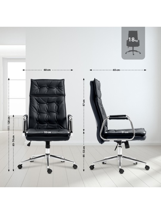 Cadeira de escritório Sotira em pele genuína, preto