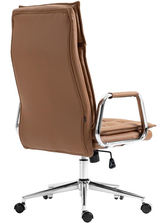 Cadeira de escritório Sotira em pele genuína, castanho claro