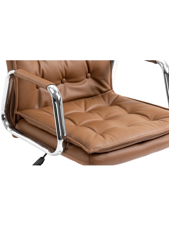 Cadeira de escritório Sotira em pele genuína, castanho claro