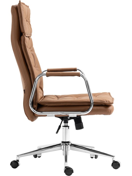 Cadeira de escritório Sotira em pele genuína, castanho claro