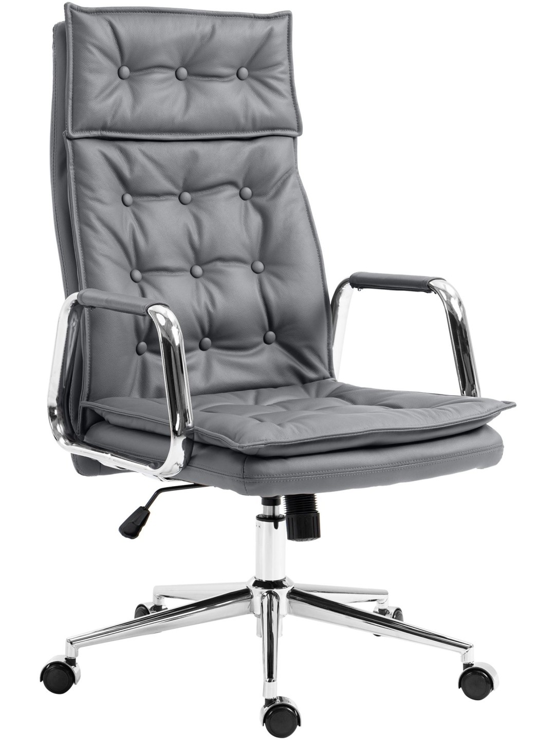 Cadeira de escritório Sotira em pele genuína, cinza