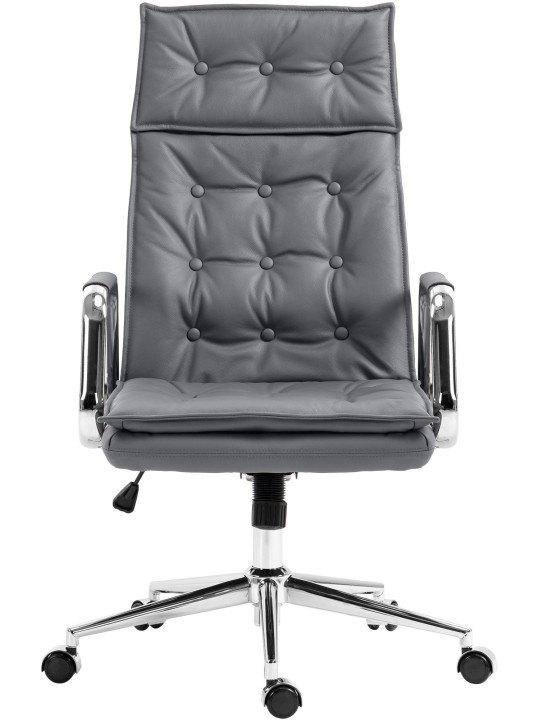 Cadeira de escritório Sotira em pele genuína, cinza