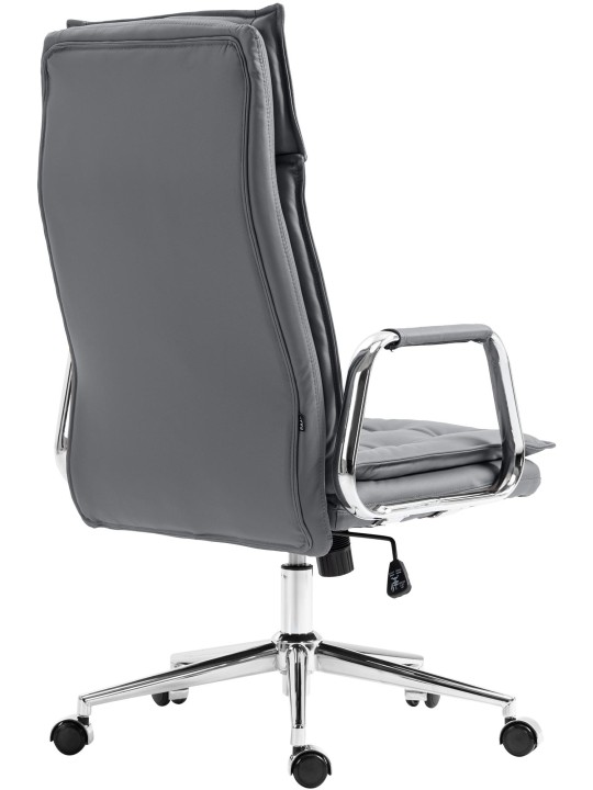 Cadeira de escritório Sotira em pele genuína, cinza