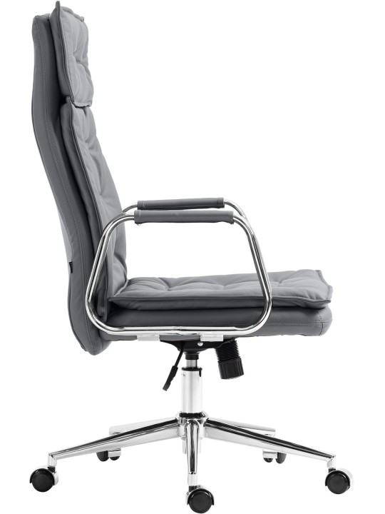 Cadeira de escritório Sotira em pele genuína, cinza