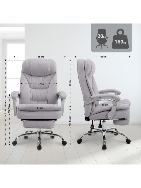 Cadeira de escritório XL tecido Troy, cinza