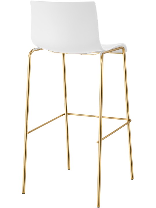 Banqueta alta Hoover plástico 4 pés dourado, branco