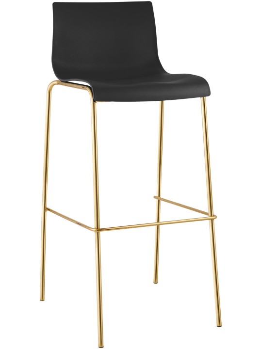 Banqueta alta Hoover plástico 4 pés dourado, preto