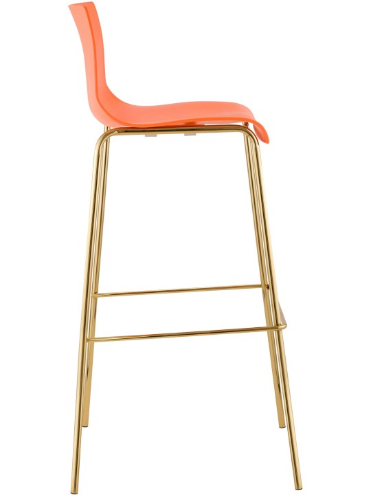 Banqueta alta Hoover plástico 4 pés dourado, laranja
