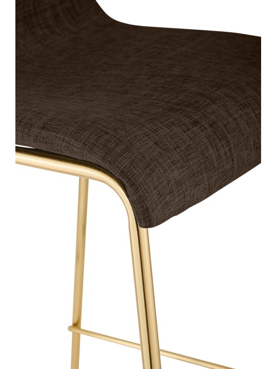 Banco de bar em tecido Hoover de 4 pés dourado, castanho Banco de bar em tecido Hoover de 4 pés dourado, castanho