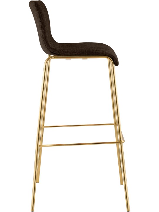 Banco de bar em tecido Hoover de 4 pés dourado, castanho Banco de bar em tecido Hoover de 4 pés dourado, castanho