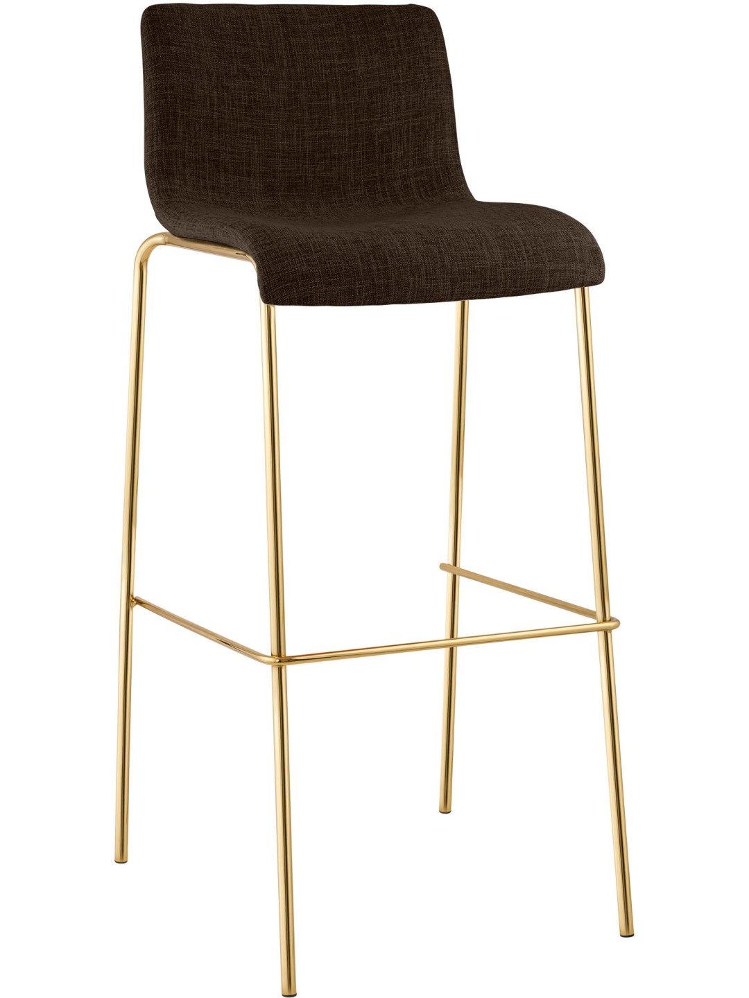 Banco de bar em tecido Hoover de 4 pés dourado, castanho