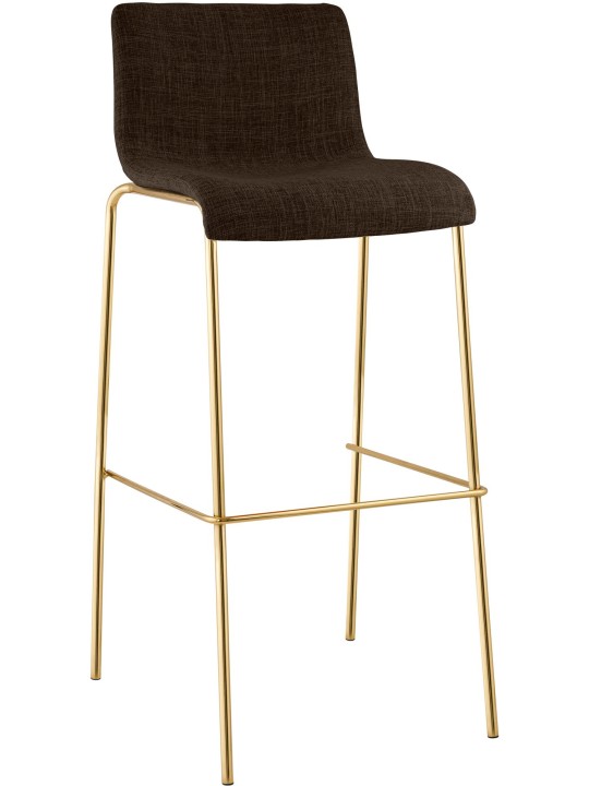 Banco de bar em tecido Hoover de 4 pés dourado, castanho Banco de bar em tecido Hoover de 4 pés dourado, castanho