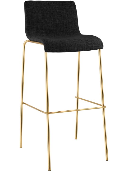 Banco de bar em tecido Hoover de 4 pés dourado, cinza escuro Banco de bar em tecido Hoover de 4 pés dourado, cinza escuro