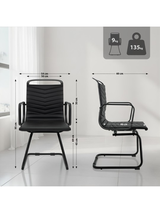 Cadeira para visitantes Tomkin em couro sintético, preto