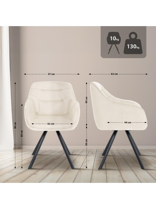 Cadeira de veludo Russel, creme