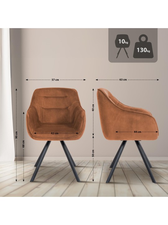 Cadeira de veludo Russel, café