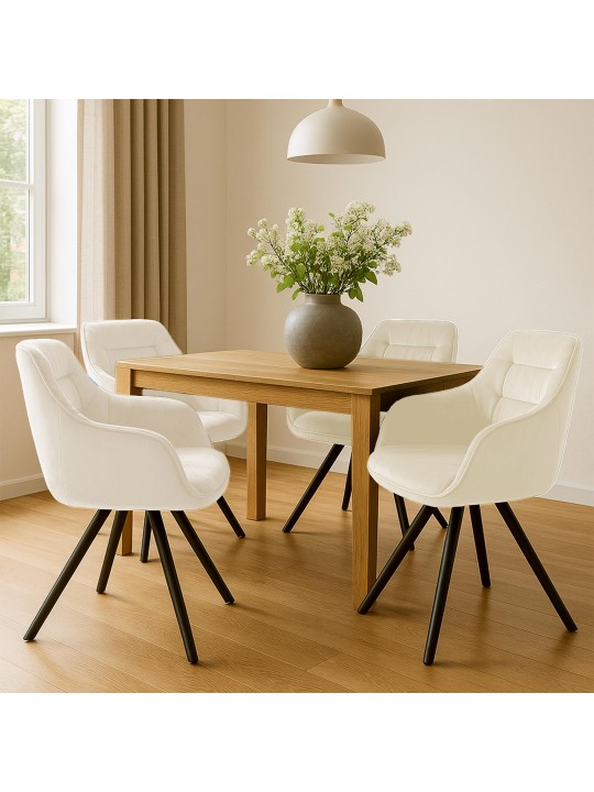 Cadeira de veludo Russel, creme