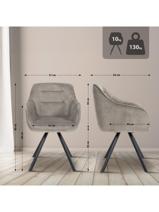 Cadeira de veludo Russel, cinza