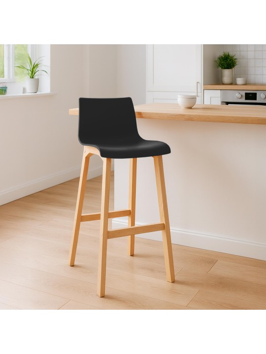 Banqueta alta Hoover Natura estrutura de 4 pés, preto