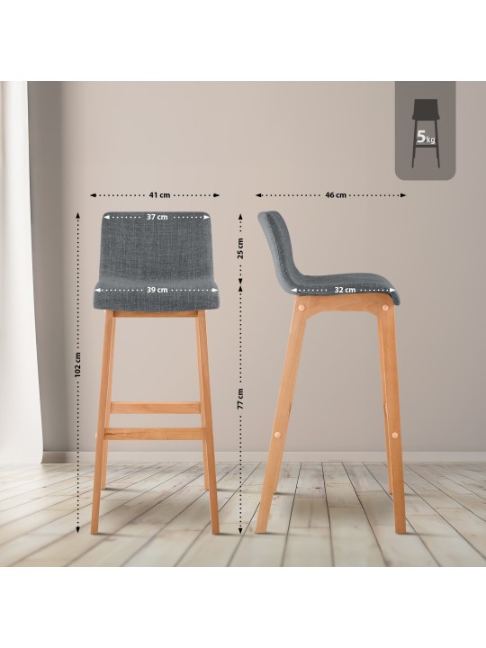 Banqueta alta Hoover tecido Natura, cinza claro