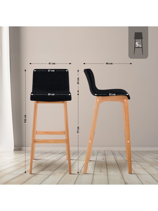 Banqueta alta Hoover tecido Natura, preto