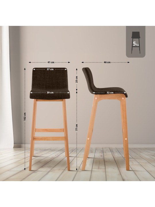 Conjunto de 2 bancos altos tecido Hoover Natura, castanho