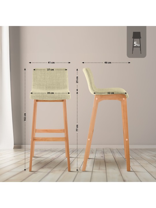 Conjunto de 2 bancos altos tecido Hoover Natura, creme