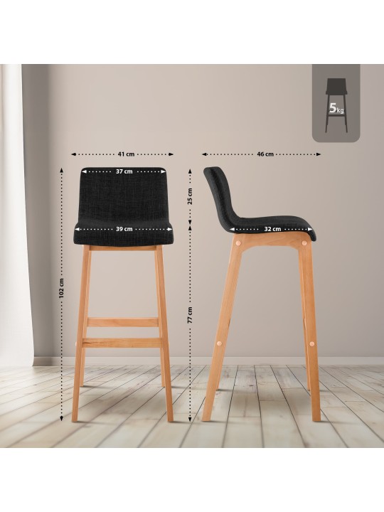 Conjunto de 2 bancos altos tecido Hoover Natura, cinza escuro