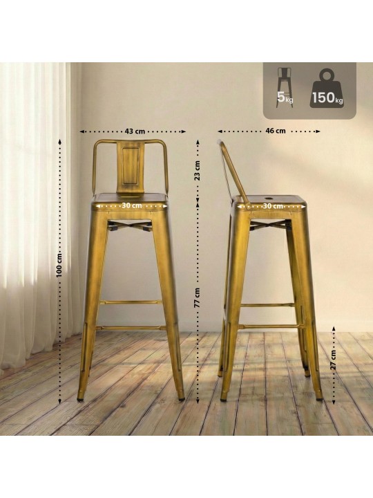 Banqueta alta Mason, dourado