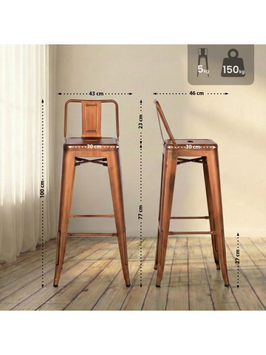 Banqueta alta Mason, cobre