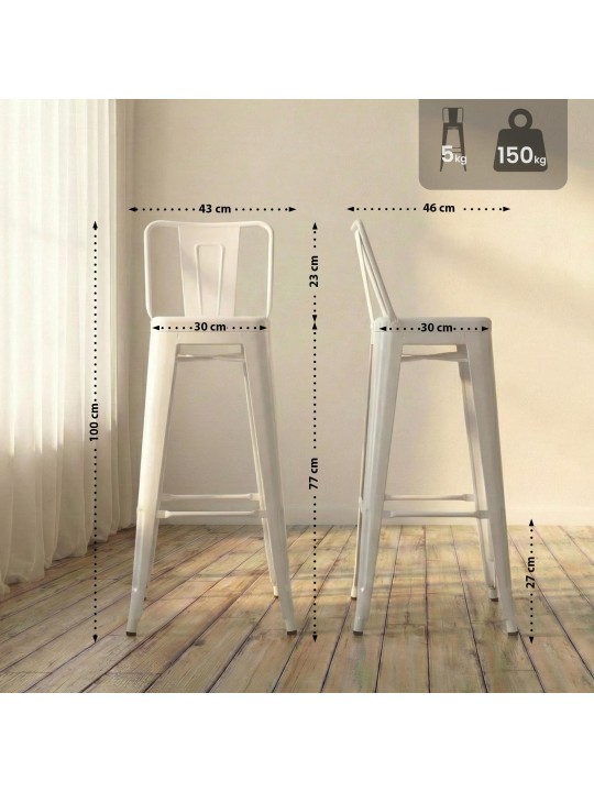 Banqueta alta Mason, branco