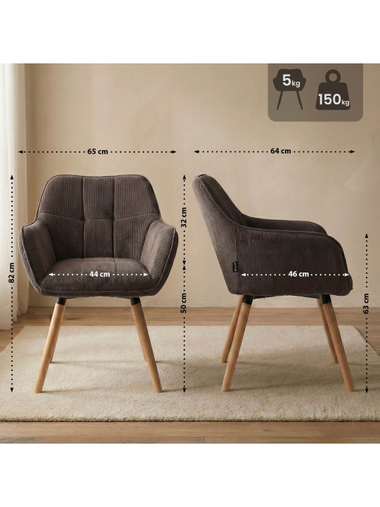 Cadeira de sala de jantar Vienna Cord natural, castanho