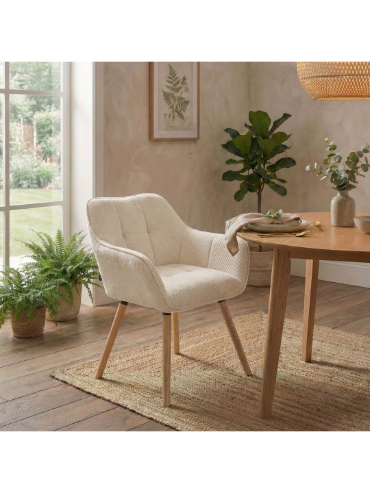 Cadeira de sala de jantar Vienna Cord natural, creme