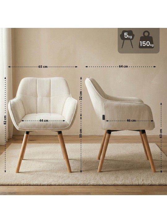Cadeira de sala de jantar Vienna Cord natural, creme