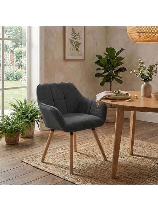 Cadeira de sala de jantar Vienna Cord natural, cinza escuro