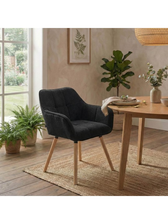 Cadeira de sala de jantar Vienna Cord natural, preto
