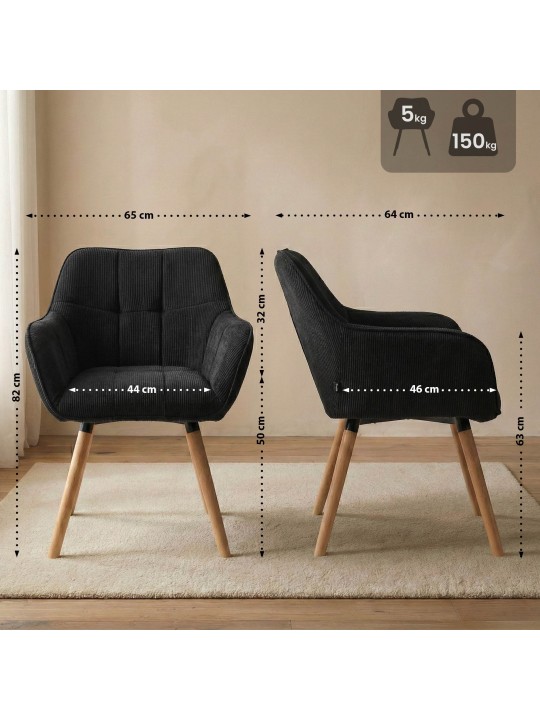 Cadeira de sala de jantar Vienna Cord natural, preto