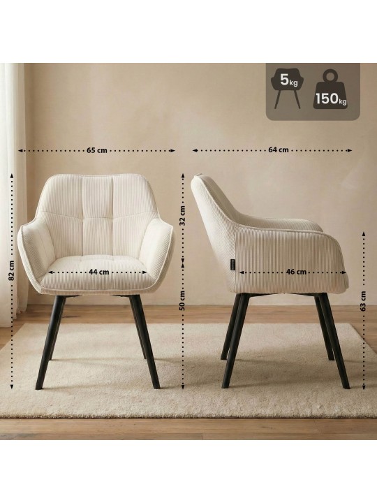 Cadeira de jantar Vienna Cord, creme