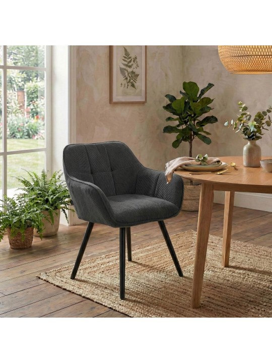 Cadeira de jantar Vienna Cord, cinza escuro